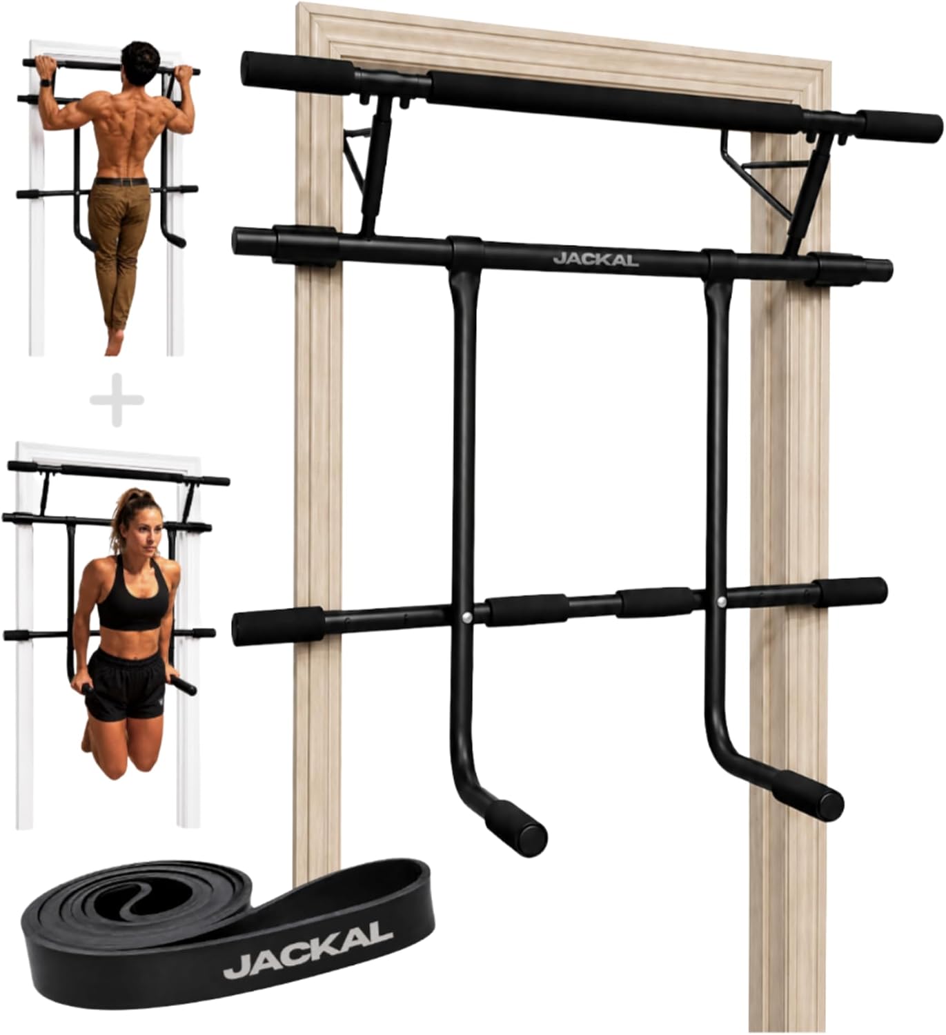 Door Pull Up Bar No Screw - All-in-One Doorway Pull-Up and Dip Station,