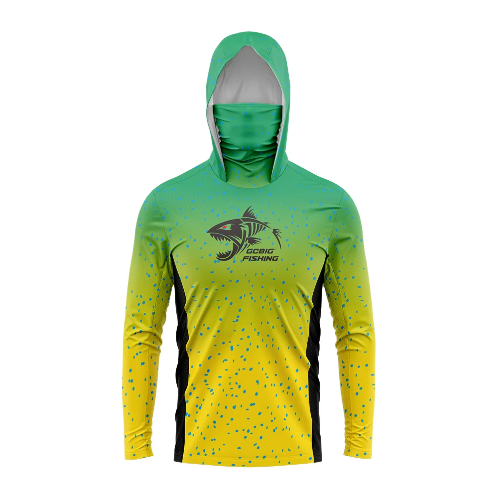 Fishing - Gradient Green‑Yellow Skeleton Fish Men Fishing
